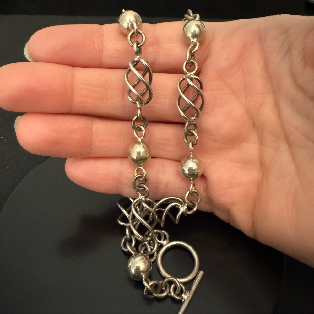 Vintage Mexican Modernist Sterling Silver Necklace - Picture 3 of 7